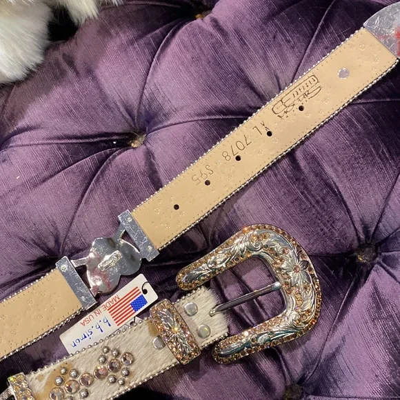 BB SIMON bling belt 1.5” wide Swarovski crystal embellished leather buckle belt